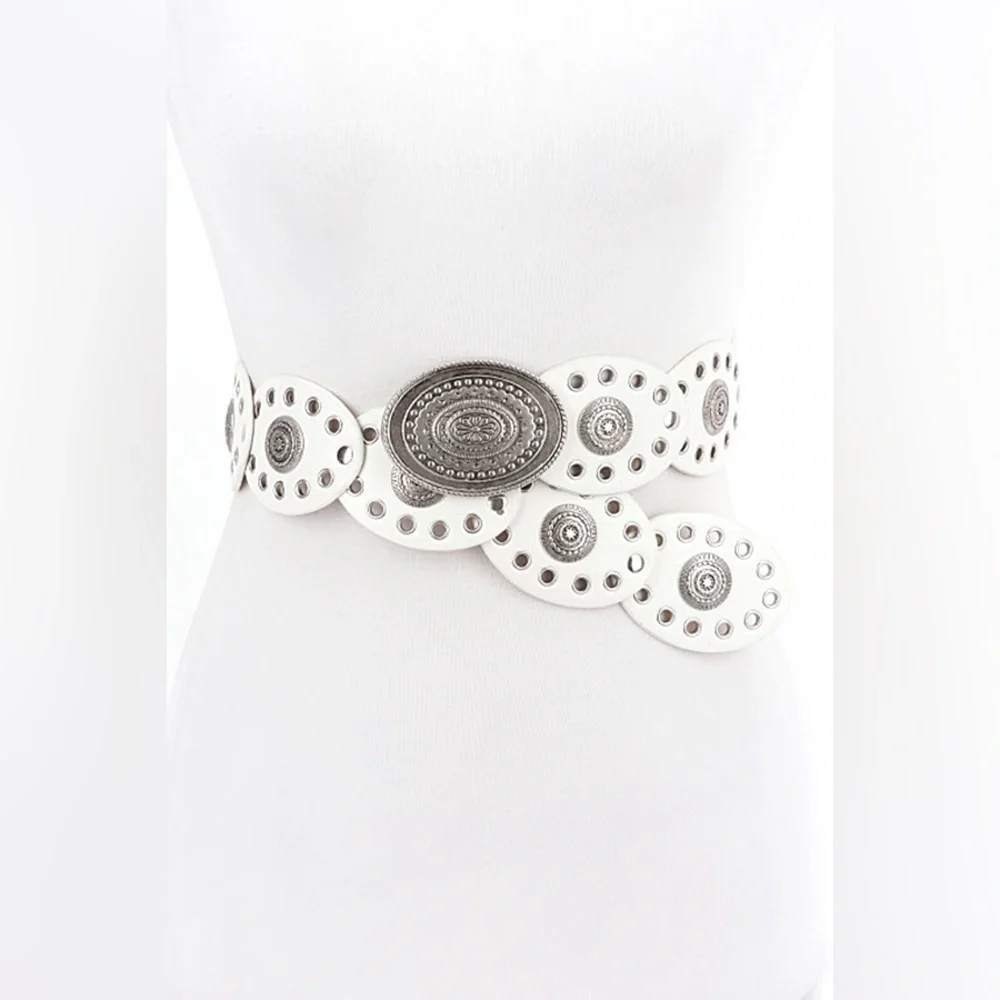 Vegan Leather Western Concho Statement Belt